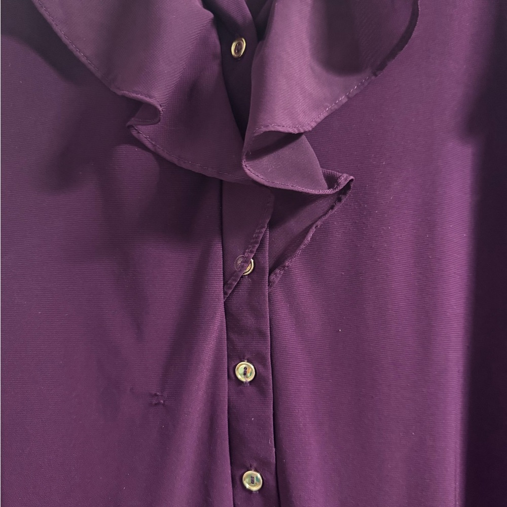 Purple Ruffle Flutter Sleeve Blouse XL PerSeption Concept - Picture 3 of 11